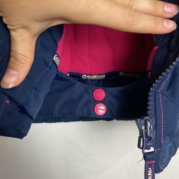 OSHKOSH B'gosh (Girls) Navy Blue and Pink Winter Jacket with Fur Detachable Hood - Picture 17 of 17